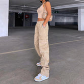 Multi-Pocket Cargo Straight-Leg Jeans